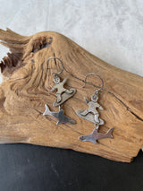 Vintage Mexican Sterling Silver Shark Surfer Earrings - We Thieves