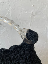 Vintage 1950s Black Crochet Handbag with Twisted Lucite Handle - We Thieves