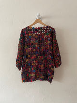 Vintage Thai Silk Yoyo Quilt Top L - We Thieves