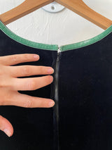 Vintage Novelty Black Velvet Folk Dress with Green Trim XS/S - We Thieves