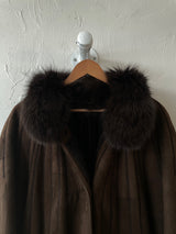 Vintage 80s Werner Christ German Leather Suede & Fox Fur Winter Coat M - We Thieves
