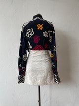 Vintage Nicole Miller Embroidered Vines Cream Mini Skirt XS - We Thieves