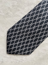 Vintage Hermes Greyscale Patterned Silk Neck Tie