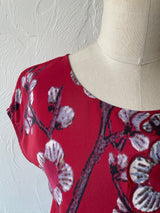 Vintage Vivienne Tam Red & Black Silk Dress with Floral Appliqué S/M - We Thieves