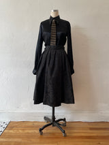 Vintage 2005 Lanvin Black & Brown Floral Jacquard Skirt M