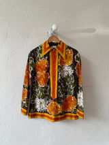 Vintage 1960s Vera Neuman Long Sleeve Zip-Up Floral Blouse S - We Thieves