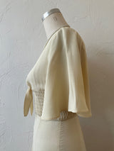 Vintage 60s/70s Cream Maxi Dress with Handkerchief Hem and Butterfly Sleeves XS - We Thieves
