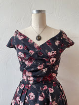 Vintage 50s Harvey Berin Black Floral Silk Fit And Flare Dress S/M - We Thieves