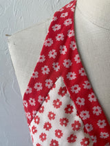 Vintage 1970s Red and White Floral Halter Maxi Dress S/M