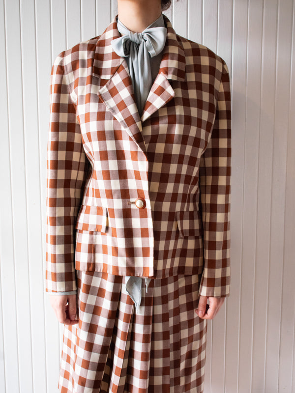 Vintage 1980s Oscar de la Renta Coordinate Gingham Blazer/Jacket L - We Thieves