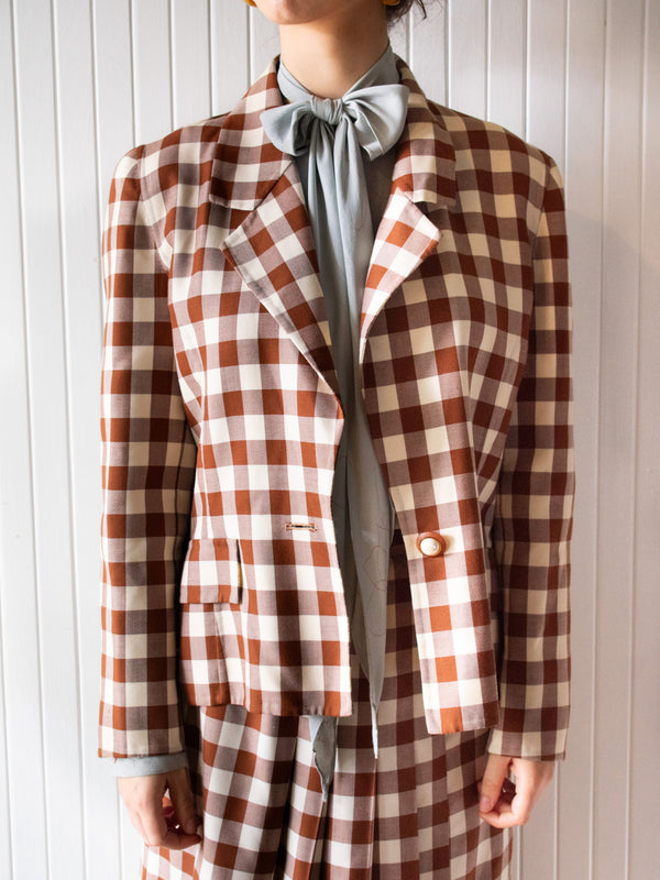 Vintage 1980s Oscar de la Renta Coordinate Gingham Blazer/Jacket L - We Thieves