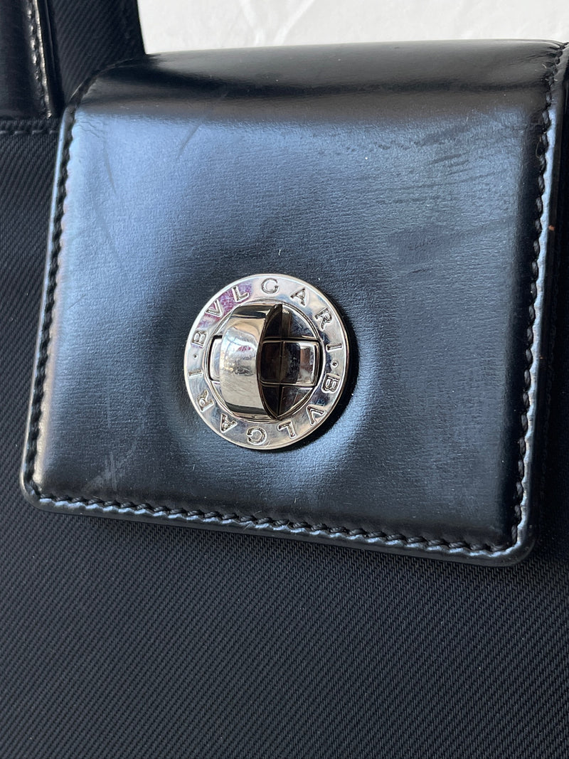 Vintage Bvlgari Black Nylon and Leather Shoulder Bag – We Thieves