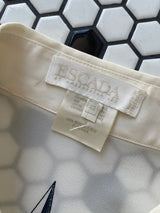 Vintage Escada Nautical Navigation Print Silk Blouse Size 42