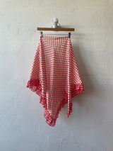 Vintage 1970s Red and White Floral Halter Maxi Dress S/M