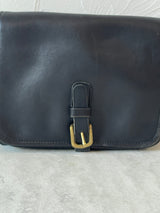 Vintage 80s Coach Black Leather Saddle Pouch Handbag
