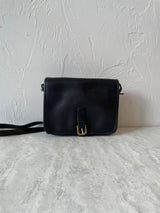 Vintage 80s Coach Black Leather Saddle Pouch Handbag