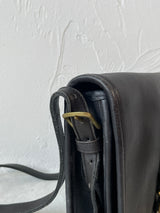 Vintage 80s Coach Black Leather Saddle Pouch Handbag