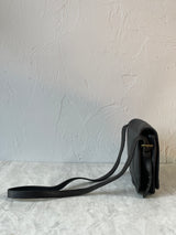 Vintage 80s Coach Black Leather Saddle Pouch Handbag