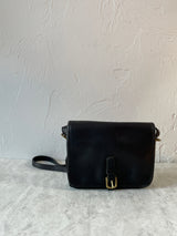 Vintage 80s Coach Black Leather Saddle Pouch Handbag