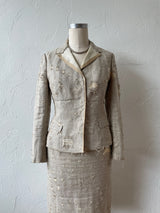 Vintage Prada Distressed Linen Silk Blend Blazer & Skirt Coordinate Set Size 40 - We Thieves