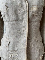 Vintage Prada Distressed Linen Silk Blend Blazer & Skirt Coordinate Set Size 40 - We Thieves