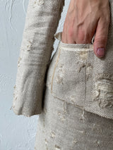 Vintage Prada Distressed Linen Silk Blend Blazer & Skirt Coordinate Set Size 40 - We Thieves