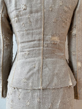 Vintage Prada Distressed Linen Silk Blend Blazer & Skirt Coordinate Set Size 40 - We Thieves