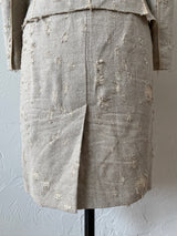Vintage Prada Distressed Linen Silk Blend Blazer & Skirt Coordinate Set Size 40 - We Thieves