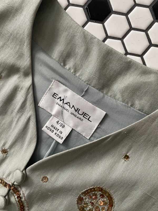 Vintage Emanuel Ungaro Silk Grey/Bronze Sequin Cropped Vest S/M - We Thieves