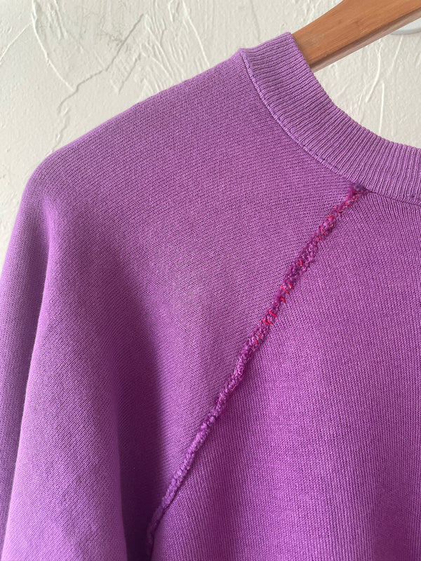 Vintage 70s/80s Thrashed Purple Sweatshirt with Visible Mending S - We Thieves