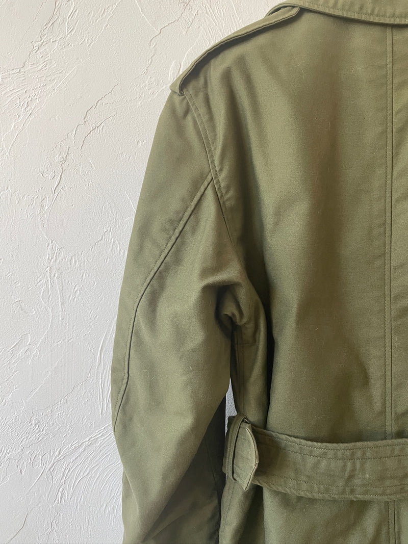 Vintage Military OG-107 Green Belted Trench Coat w/ Removable Lining S - We Thieves