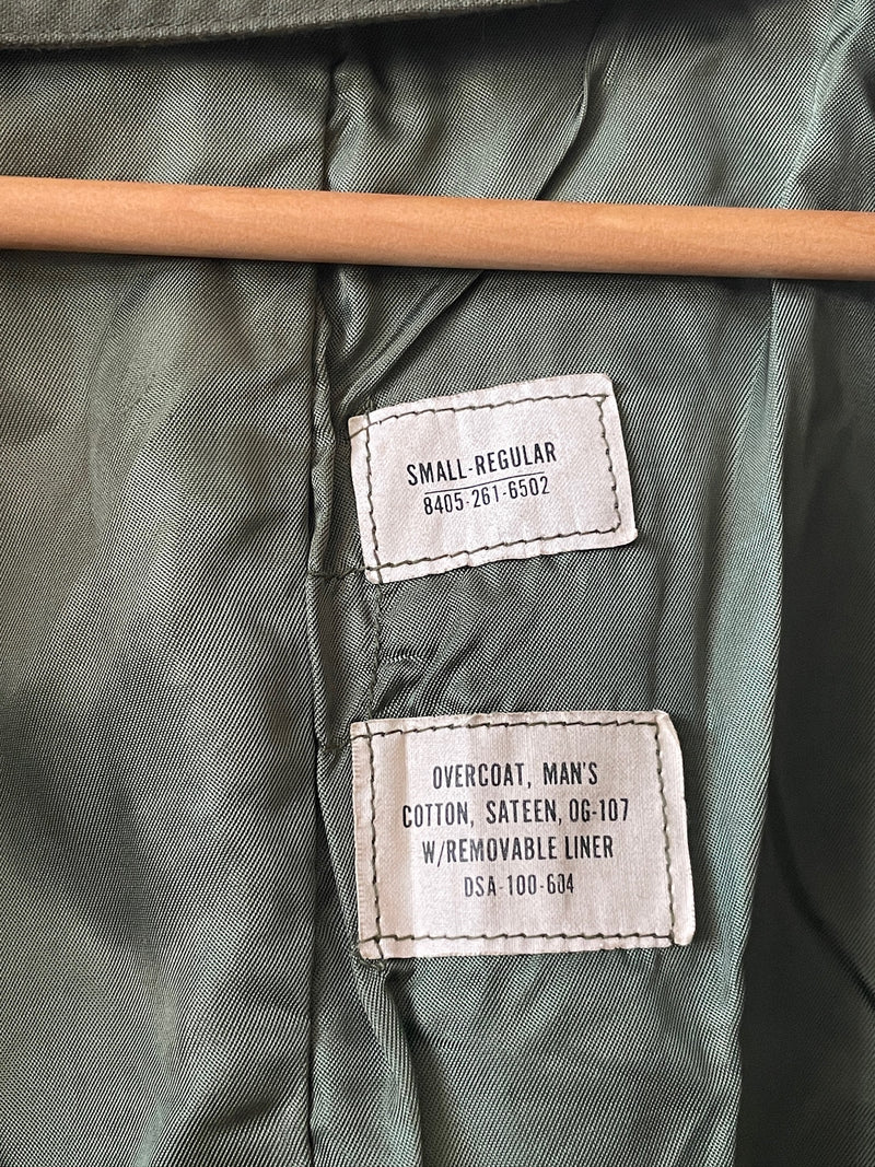 Vintage Military OG-107 Green Belted Trench Coat w/ Removable Lining S - We Thieves