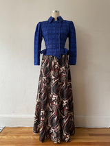 Vintage Ungaro Royal Blue Quilted Peplum Blazer S
