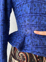 Vintage Ungaro Royal Blue Quilted Peplum Blazer S