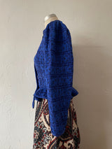 Vintage Ungaro Royal Blue Quilted Peplum Blazer S