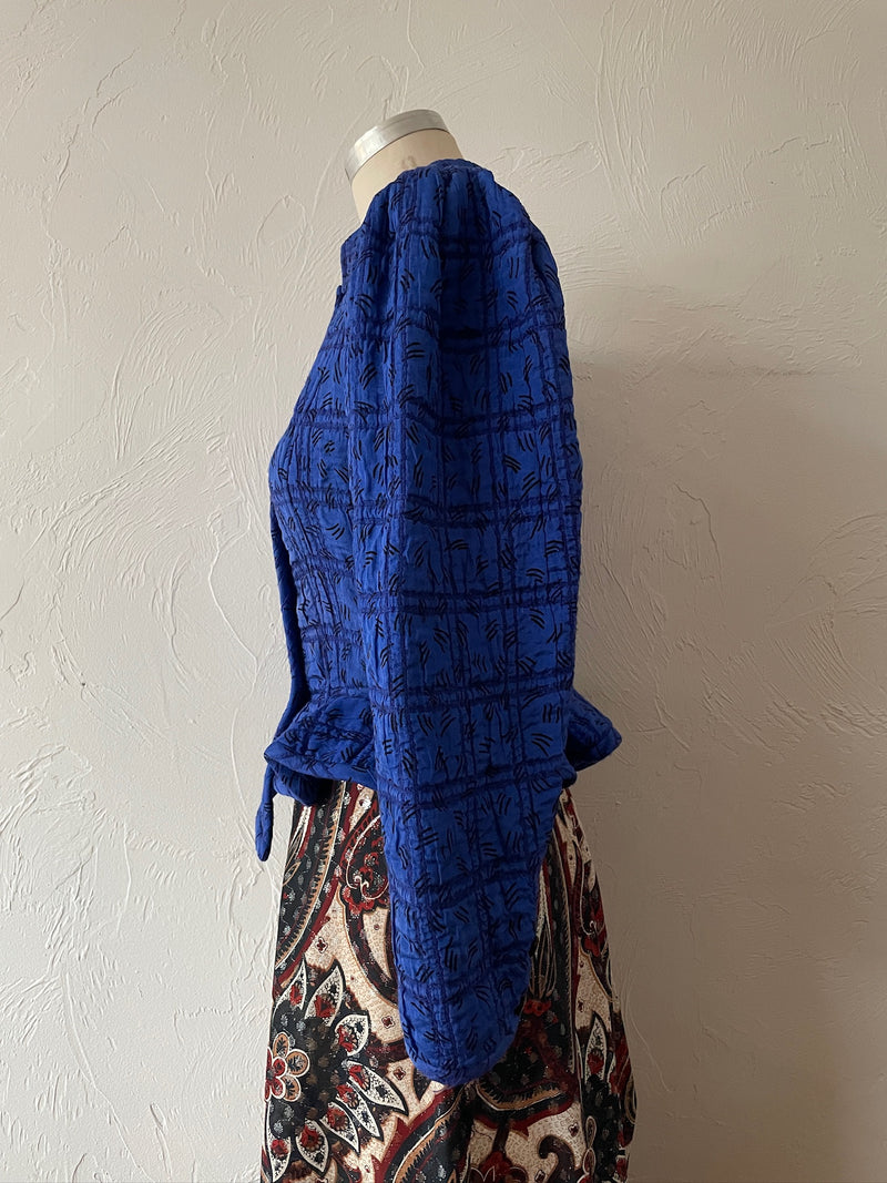 Vintage Ungaro Royal Blue Quilted Peplum Blazer S