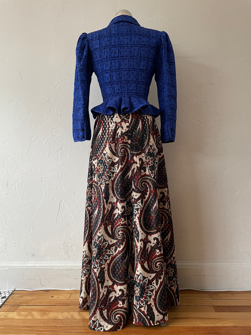 Vintage Ungaro Royal Blue Quilted Peplum Blazer S