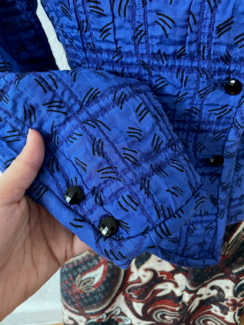 Vintage Ungaro Royal Blue Quilted Peplum Blazer S