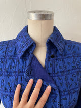 Vintage Ungaro Royal Blue Quilted Peplum Blazer S