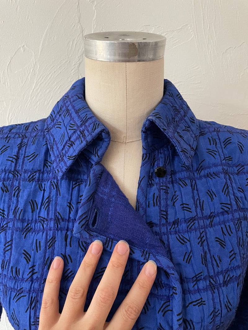 Vintage Ungaro Royal Blue Quilted Peplum Blazer S
