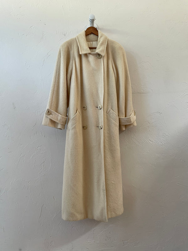 Vintage 1960s Wool Cream Double-Breasted Tailored Coat M - We Thieves
