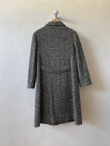 Vintage 60s Jane Justin Black & White Woven Wool Coat M