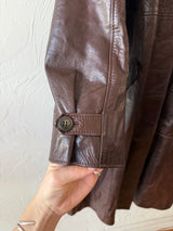 Vintage Oscar De La Renta for Lily Rubin Long Leather Coat M