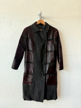 Vintage Leda Spain Bullskin, Leather, and Suede Long Coat M