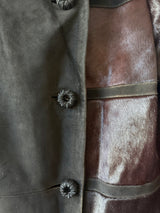 Vintage Leda Spain Bullskin, Leather, and Suede Long Coat M