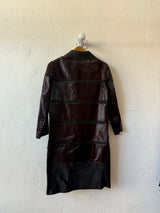 Vintage Leda Spain Bullskin, Leather, and Suede Long Coat M