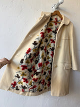 Vintage 1960s Betty Rose Wool Coat Cream M