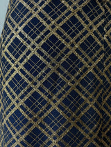 Vintage 50s/60s Navy & Gold Lurex Plaid Sheath Dress S