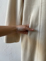 Vintage Albert Nipon White Wool & Faux Fur Collar Coat M