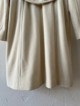 Vintage Albert Nipon White Wool & Faux Fur Collar Coat M